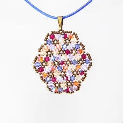 Pendant 40cm - Terence Oval-Lavender Leather - Pendant 40cm - Laiton bronze